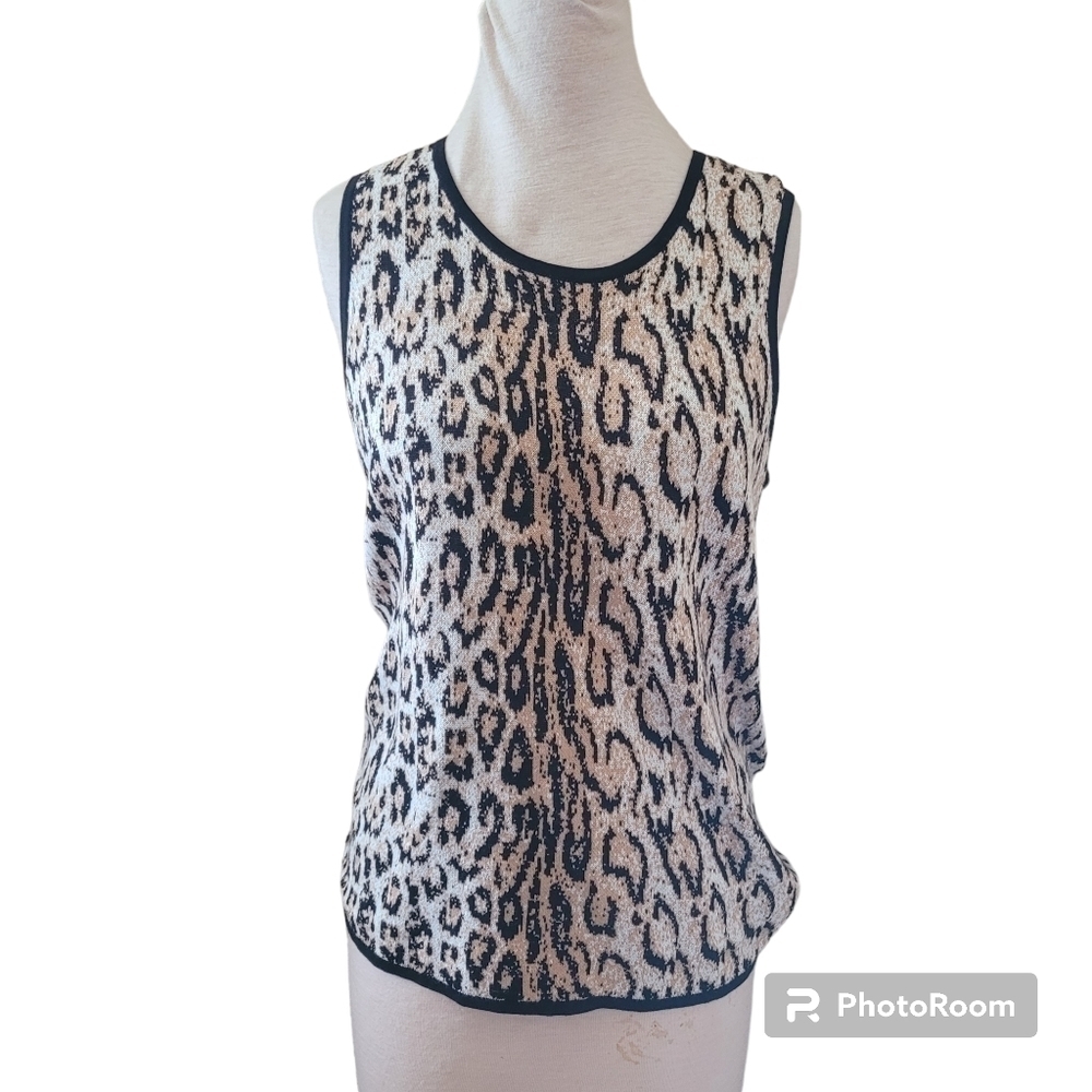 CHICOS COTTON LEOPAR PRINT TANK SIZE 2/ MEDIUM